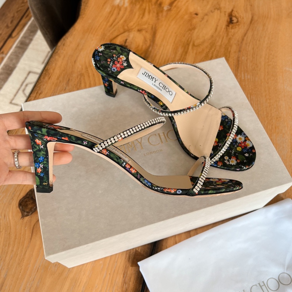 Jimmy Choo Brea 65 Crystal-Embellished Sandals sz 38